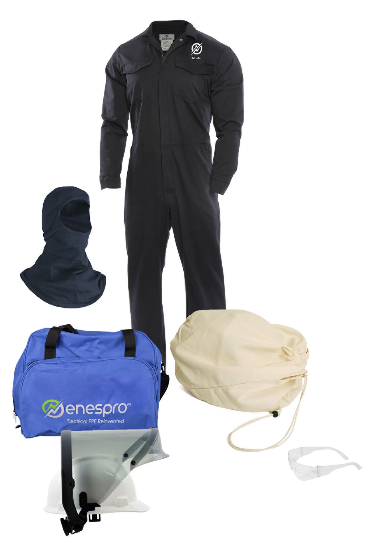 Enespro ArcGuard 12 cal Coverall Arc Flash Kit with Balaclava- No Gloves