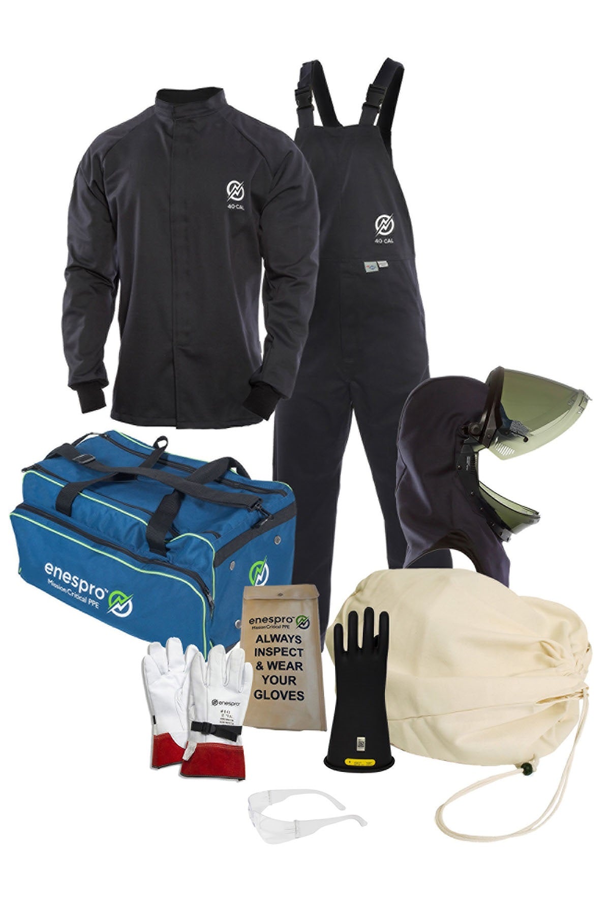Enespro ArcGuard 40 cal Arc Flash Kit with Lift Front Hood & Voltage Gloves