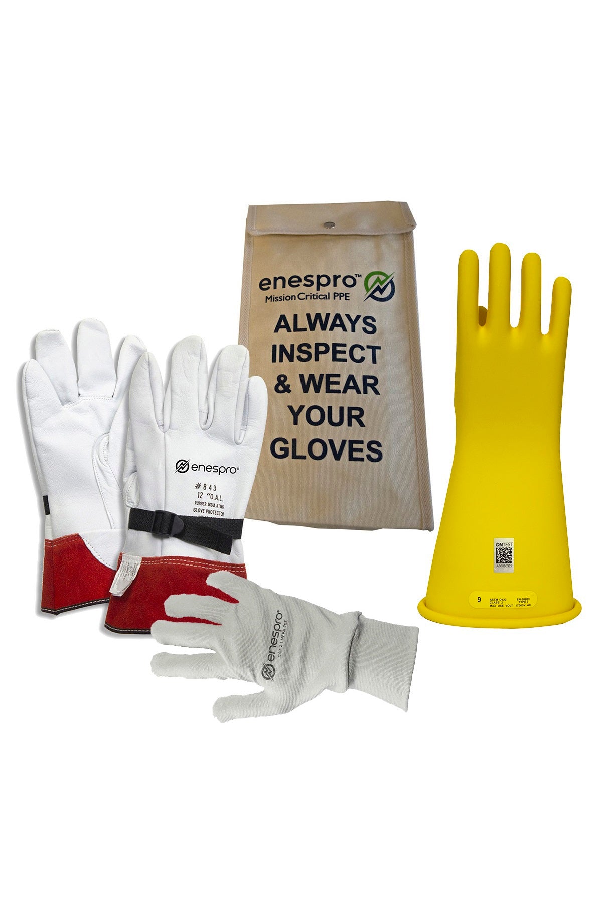 Enespro Class 2 Voltage 14" Glove Kit with FR Liner Glove